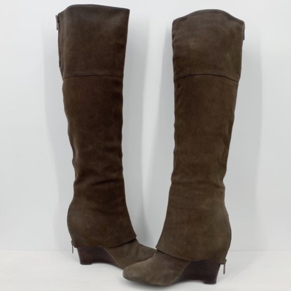 ASH Pearl Leather Over the Knee Wedge Boot Sz 38.5 fits us size 7-8. Runs small - Picture 8 of 12